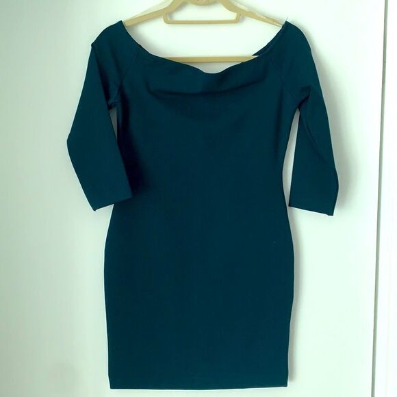 NWT BODYCON OFF SHOULDER DARK TEAL DRESS - Picture 1 of 6